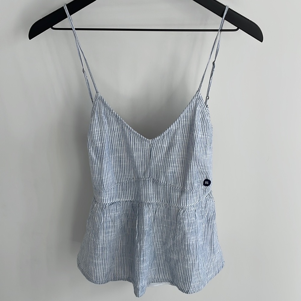 Blue and White Abercrombie & Fitch V-neck Tank Top